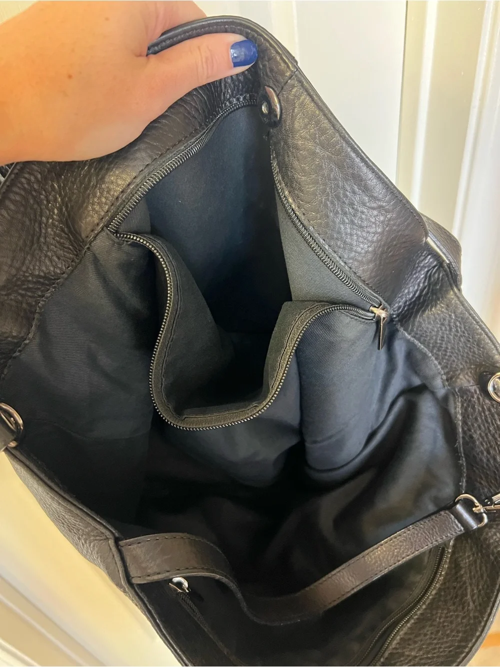 Black Pebble Leather Hobo Bag